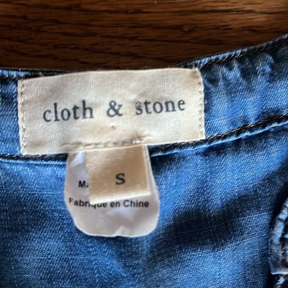 Cloth & Stone Xander Lace Up Chambray Dress Size S Tencel Lyocell Pockets - Picture 4 of 10